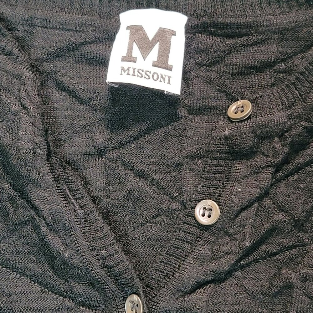 Missoni Womens Cardigan Sweater Sz XS Black Textured Long Sleeves Button Up READ - Picture 6 of 7
